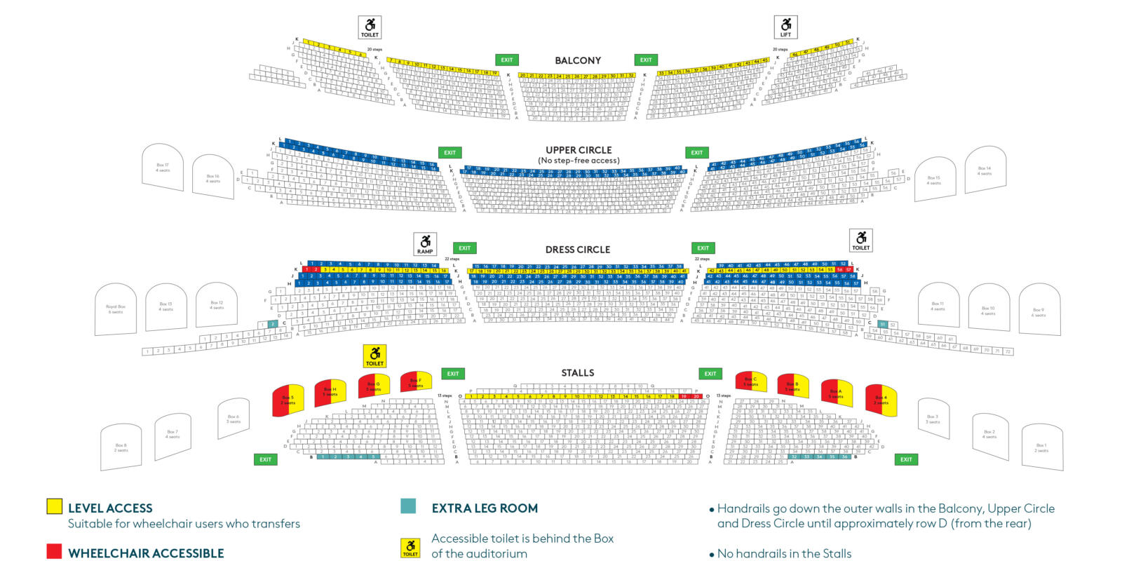 Seating plan for London Coliseum including accessibility guide